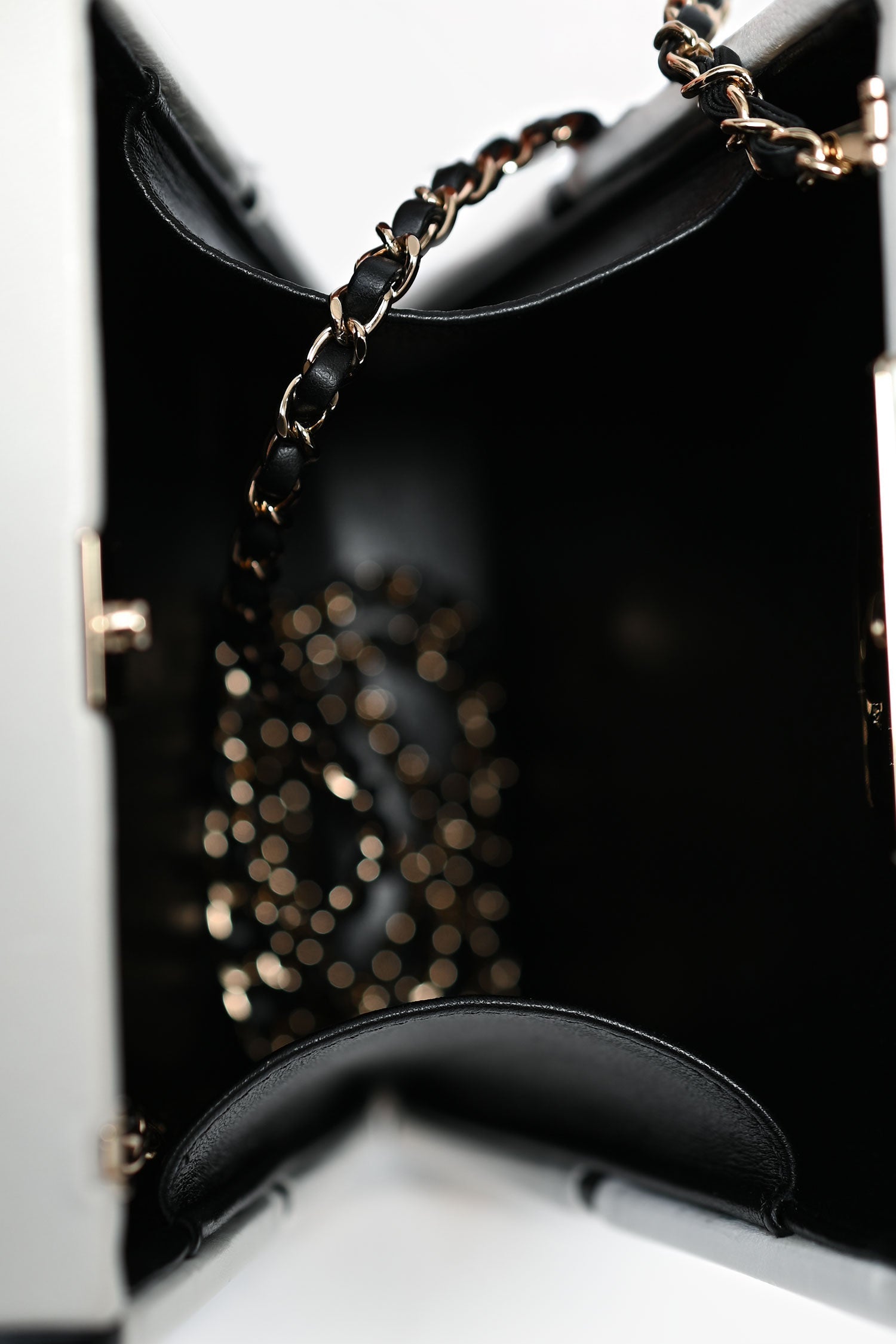 Pre-Loved Chanel™ Black/White Leather No. 5 Perfume Clutch Evening Clu