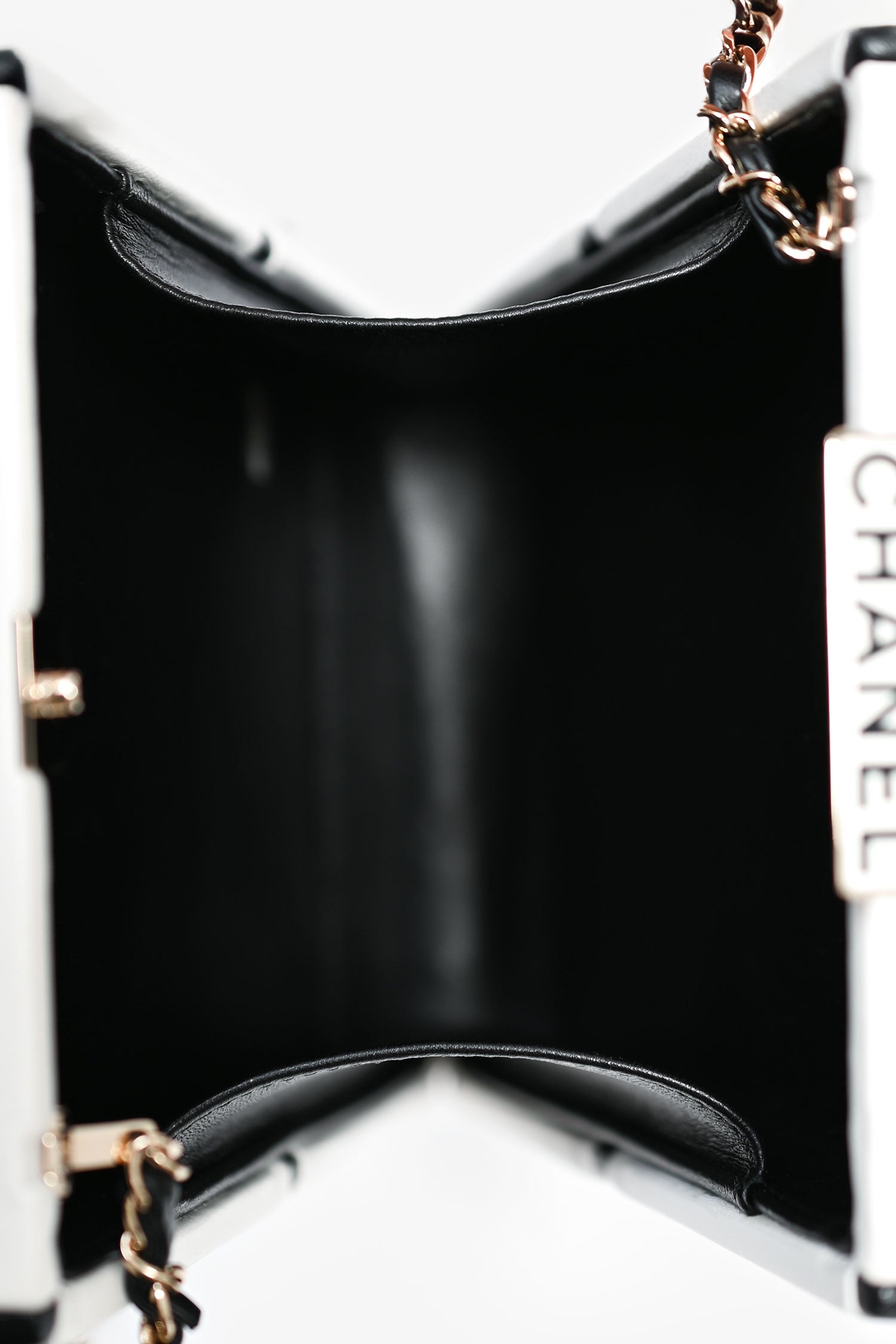 Pre-Loved Chanel™ Black/White Leather No. 5 Perfume Clutch Evening Clu